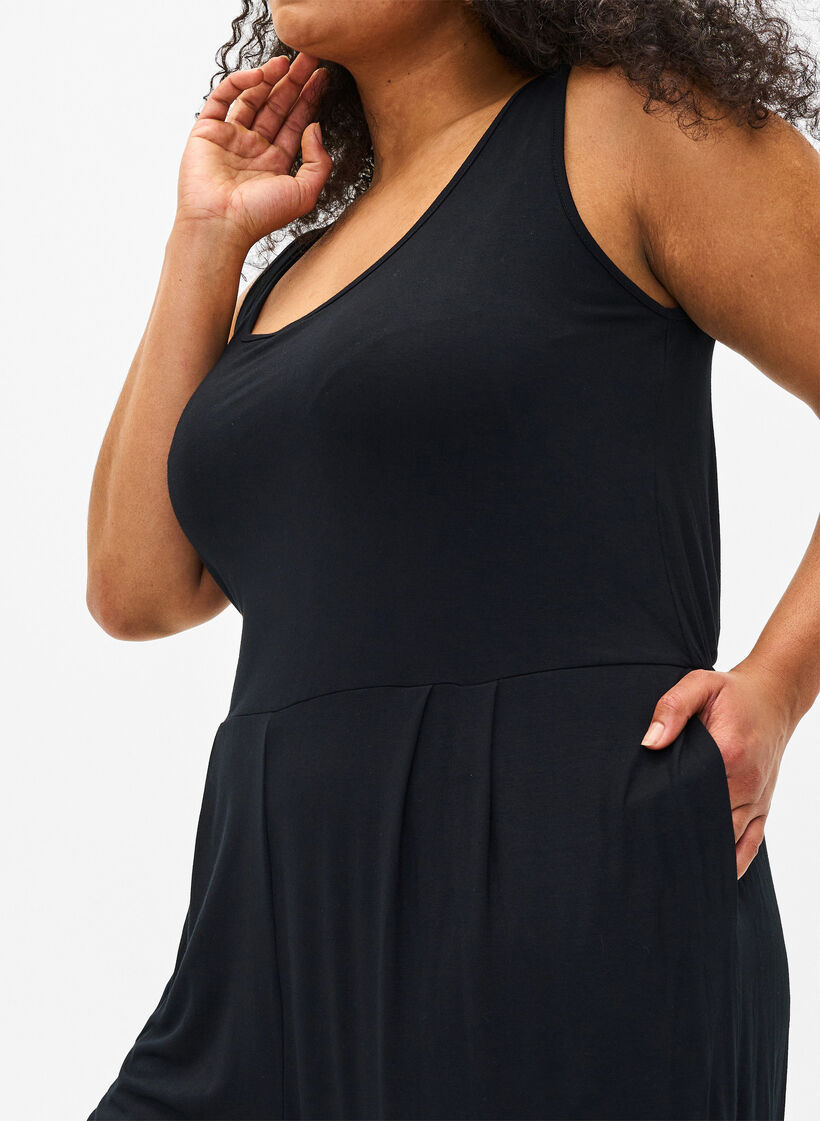 Kombinezon bez rekawów, z kieszeniami, Black, Model image number 2