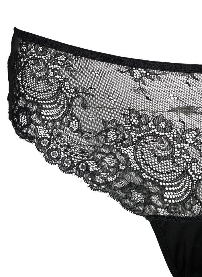 Lace g-string with regular waist, Black, Packshot image number 2