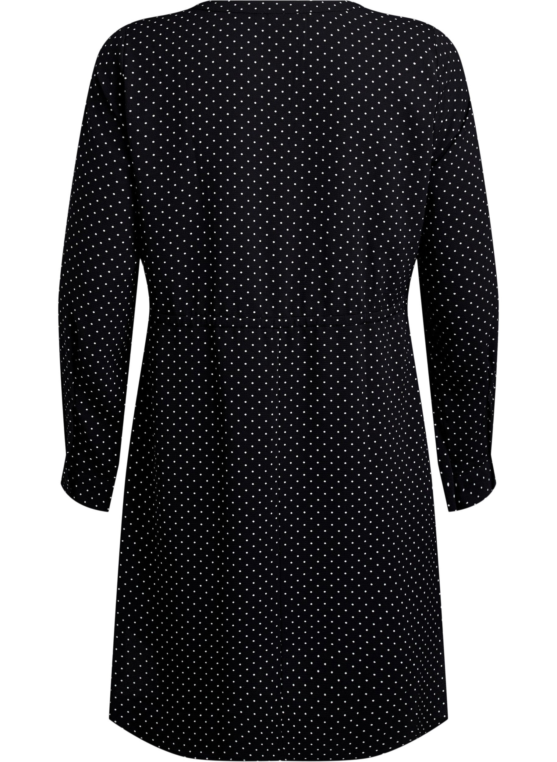 Zizzi Sukienka do kolan z wiazanym paskiem, Czarne, Packshot image number 1