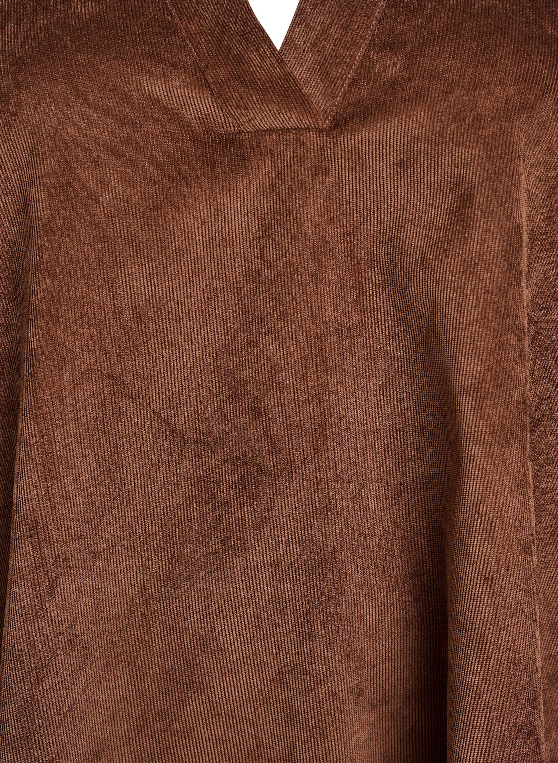 Zizzi Kr&oacute;tka aksamitna sukienka z dlugimi rekawami, Brązowy, Packshot image number 2