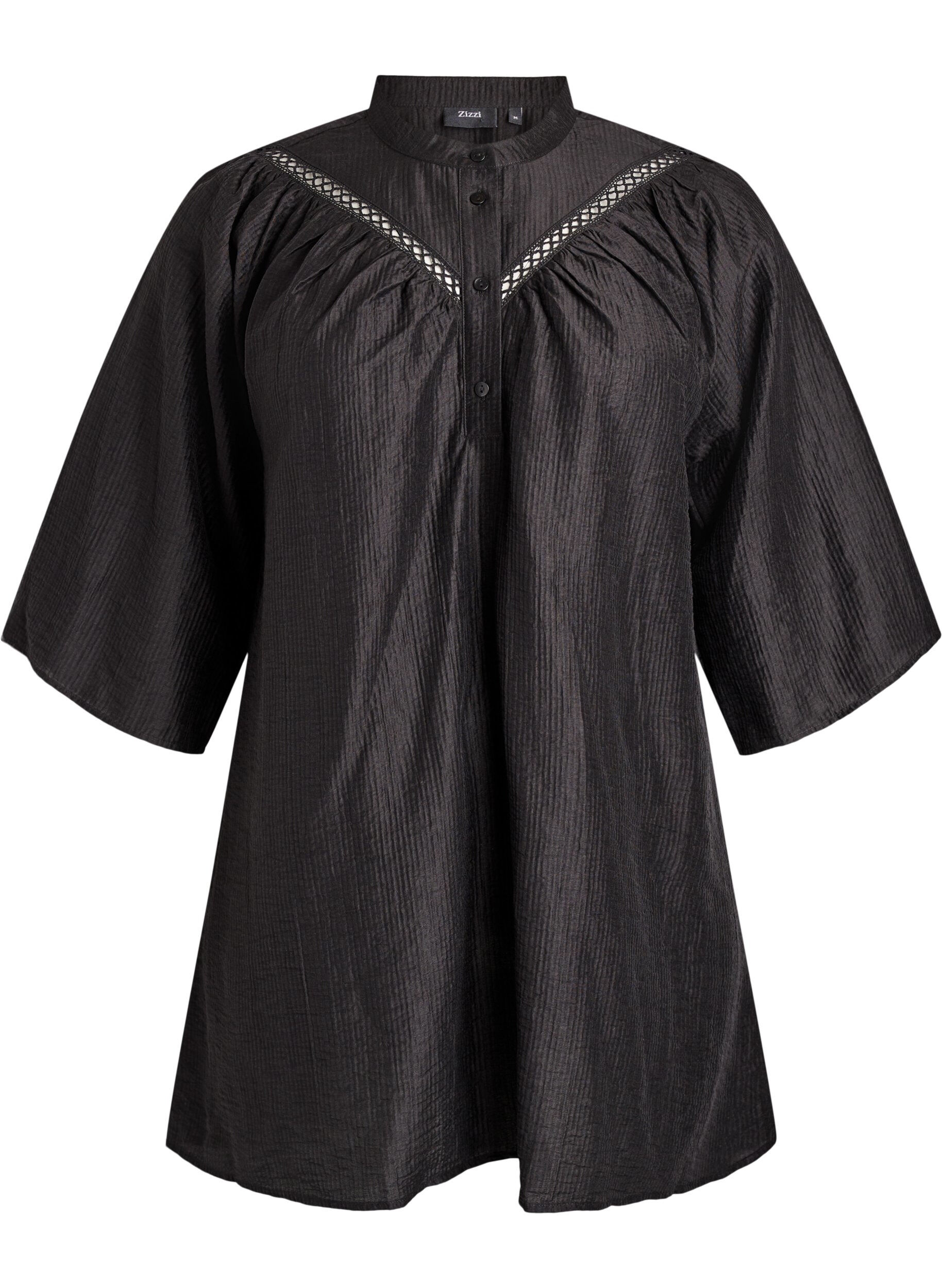 Tunika z koronkowymi wstawkami i prazkowana faktura