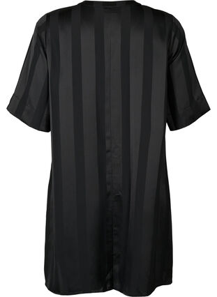 Trapezowa sukienka w paski z 1/2 rekawami, Black, Packshot image number 1