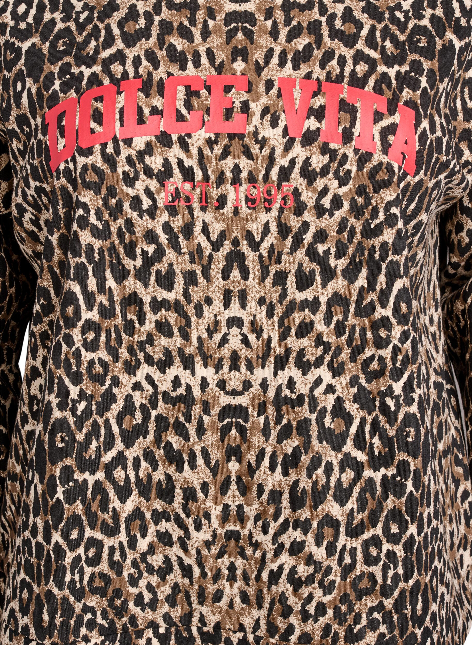 Zizzi Bluza z nadrukiem w stylu leopard oraz z nadrukiem z haslem, Brązowy, Packshot image number 2