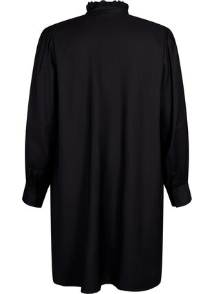 Wiskozowa sukienka koszulowa z marszczeniami, Black, Packshot image number 1