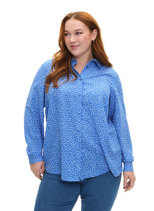 FLASH – koszula w kropki, Marina White Dot, Model image number 0