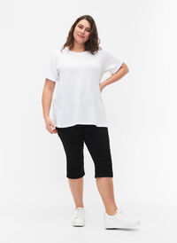 FLASH – jeansowe spodnie capri z wysokim stanem o waskim kroju, Black, Model