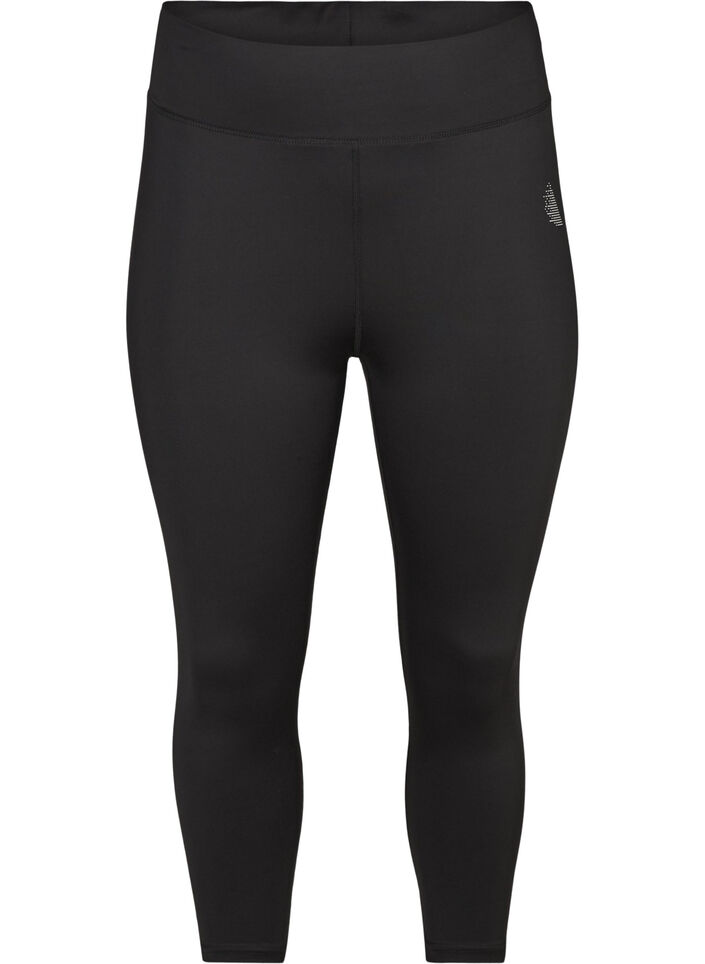 Treningowe spodnie capri o obcislym kroju, Czarne, Packshot image number 0