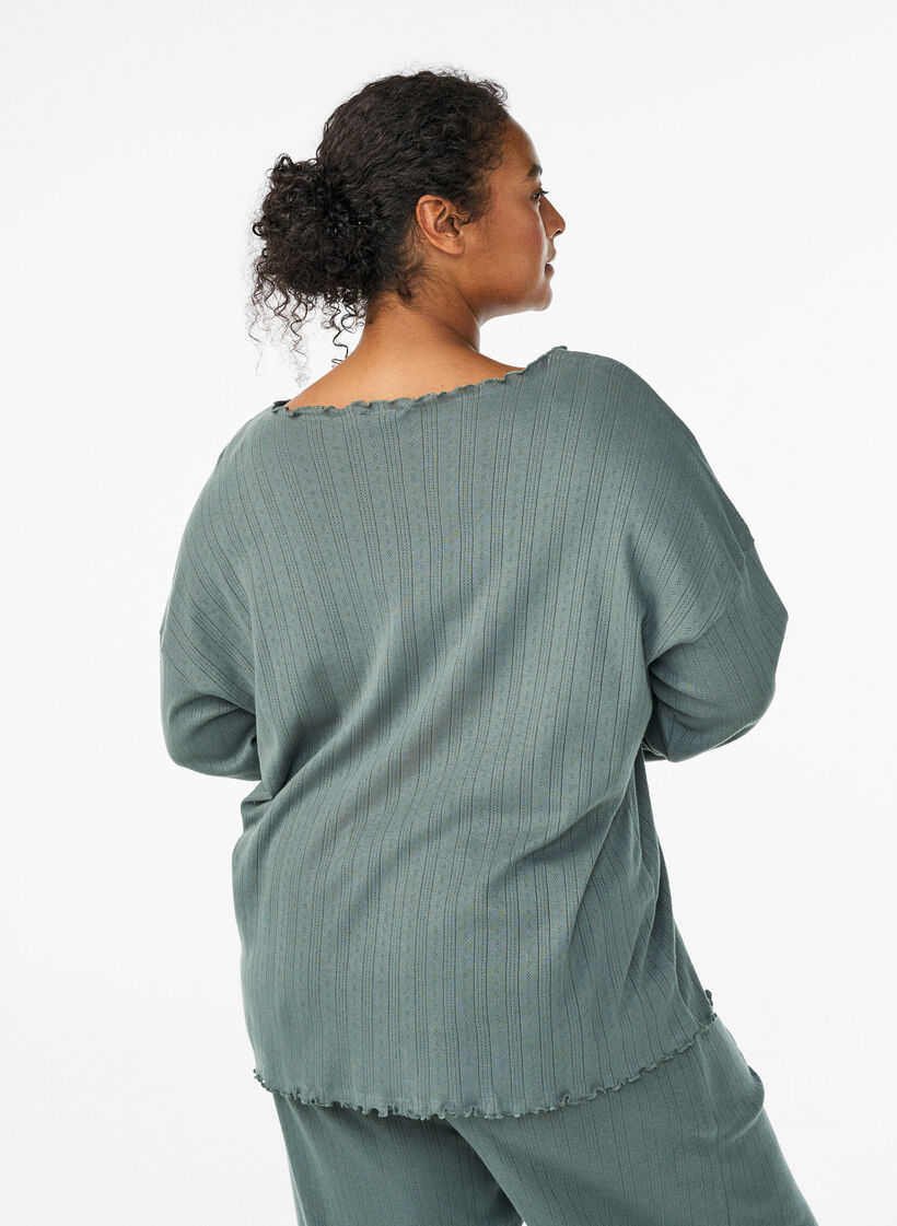 Koszula nocna z bawelny organicznej, Zielony, Model image number 2