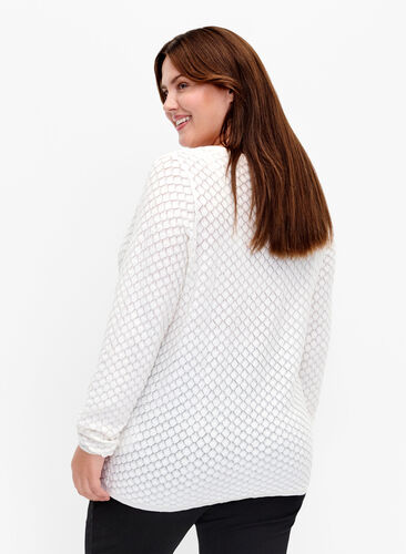 Wzorzysty sweter z bawelny organicznej, Cloud Dancer, Model image number 1