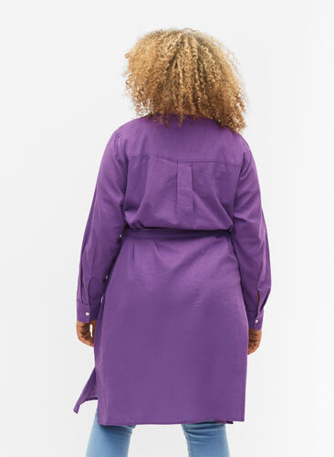 Sukienka koszulowa z dlugimi rekawami, Deep Lavender, Model image number 1