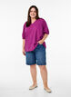 Bluzka z haftowanym kwiatowym wzorem, Fioletowy, Model image number 1