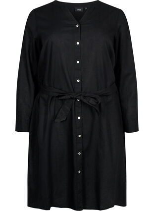 Sukienka koszulowa z dlugimi rekawami, Black, Packshot image number 0
