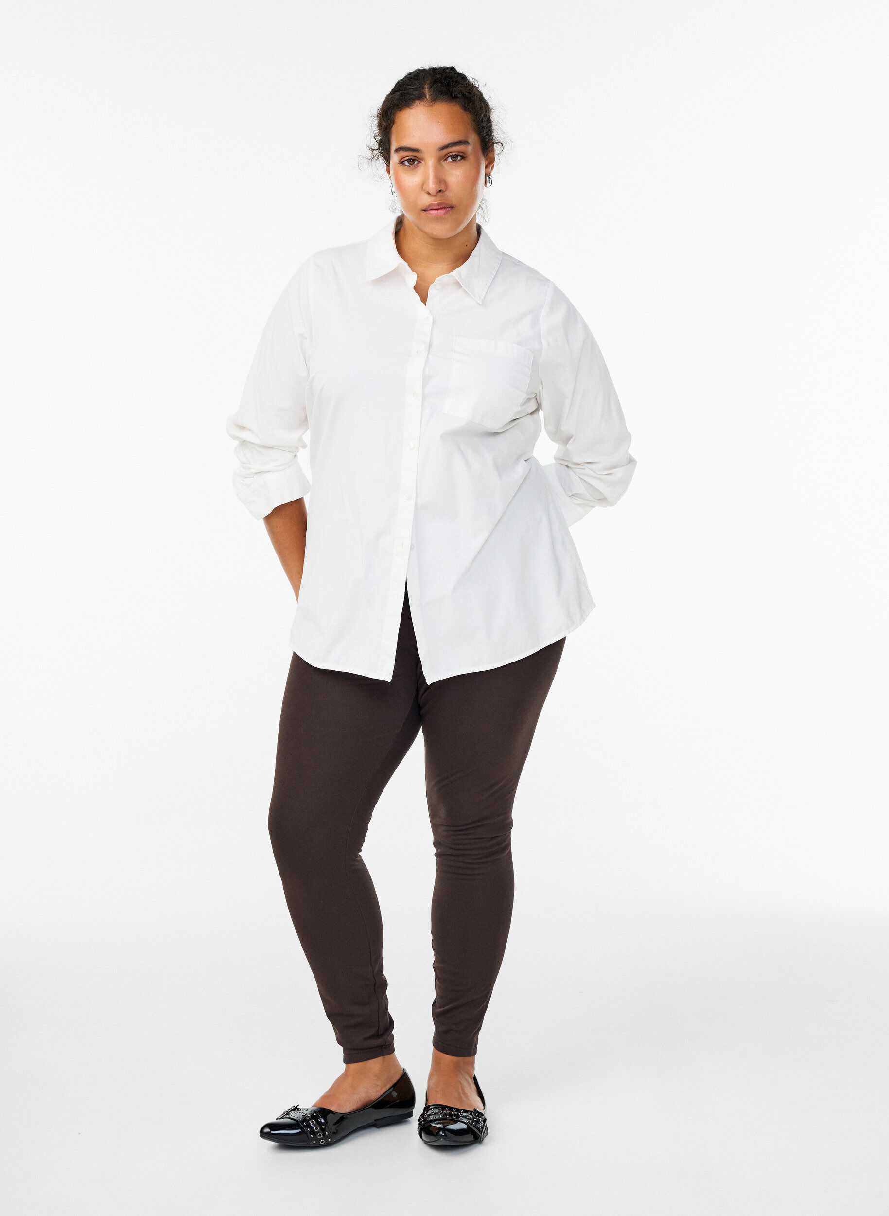 ZizziBawelniane legginsy z podszewka, Brązowy, Model image number 1