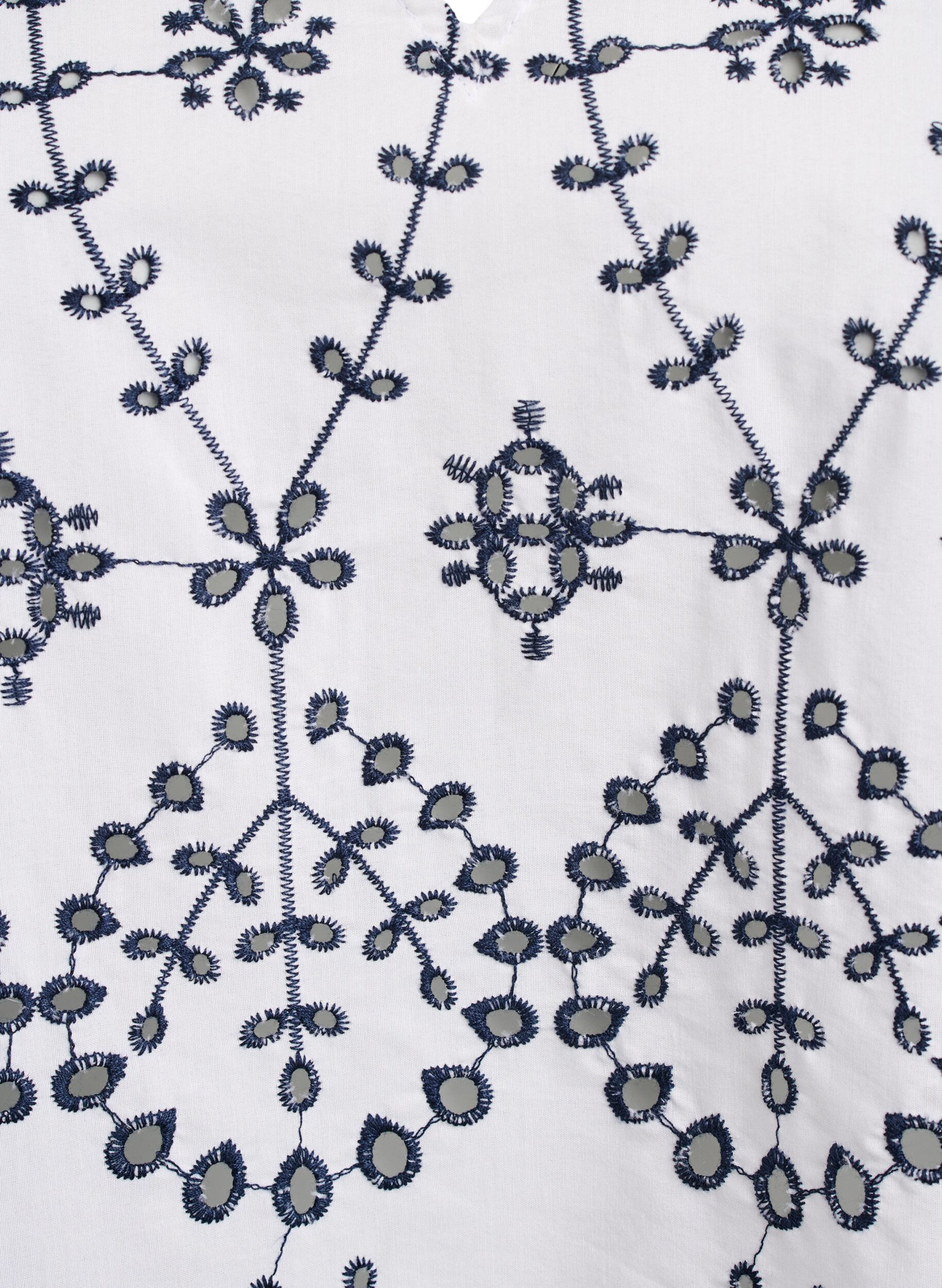 Zizzi Bluzka z rekawem 3/4 z kontrastowa broderia anglaise, Biały, Packshot image number 2