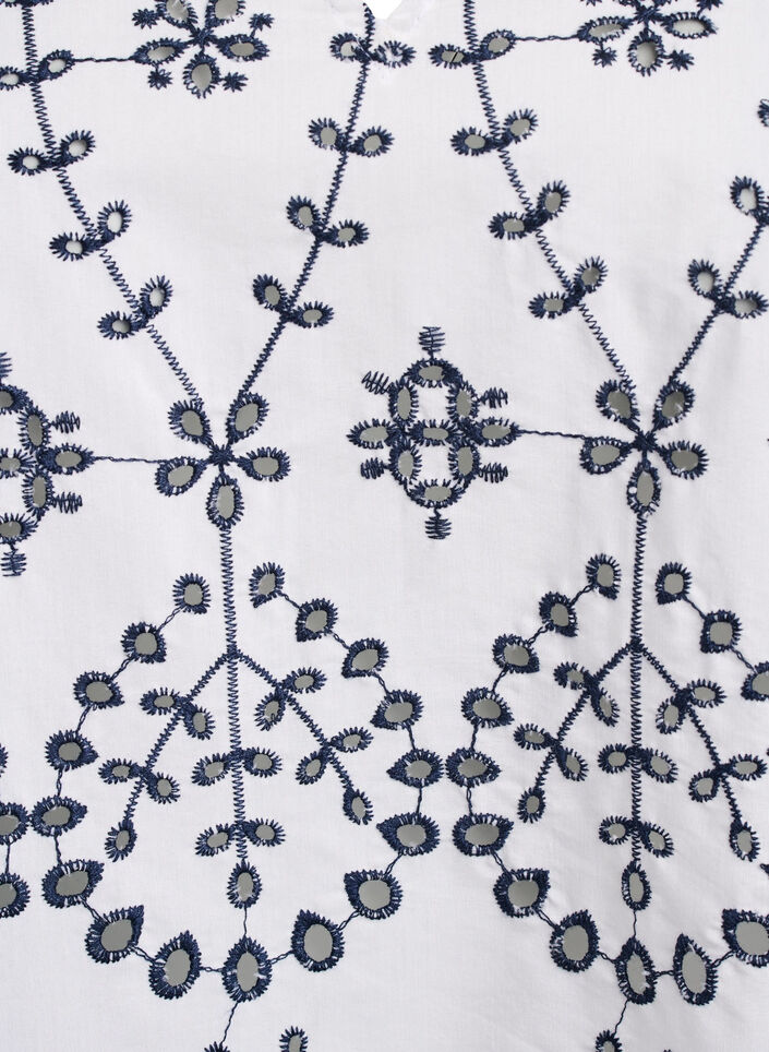 Bluzka z rekawem 3/4 z kontrastowa broderia anglaise, Biały, Packshot image number 2