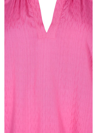 Wiskozowa bluzka z krótkimi rekawami i dekoltem w szpic, Shocking Pink, Packshot image number 2