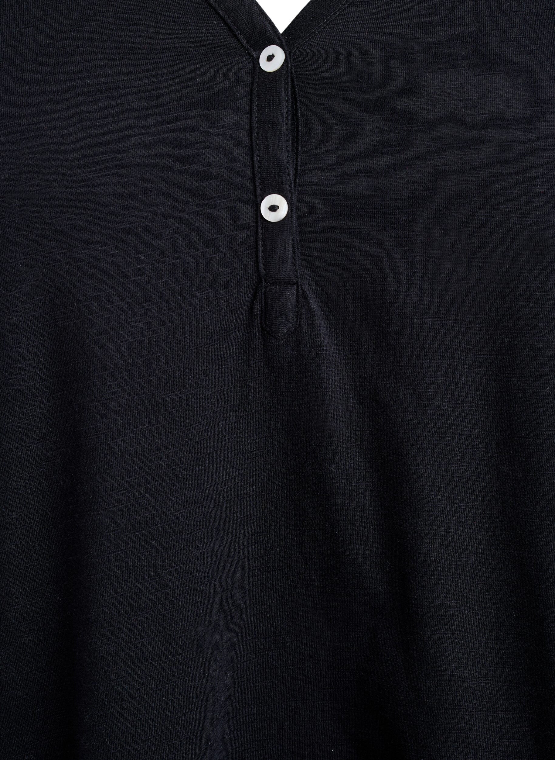 ZizziT-shirt z guzikami, Czarne, Packshot image number 2