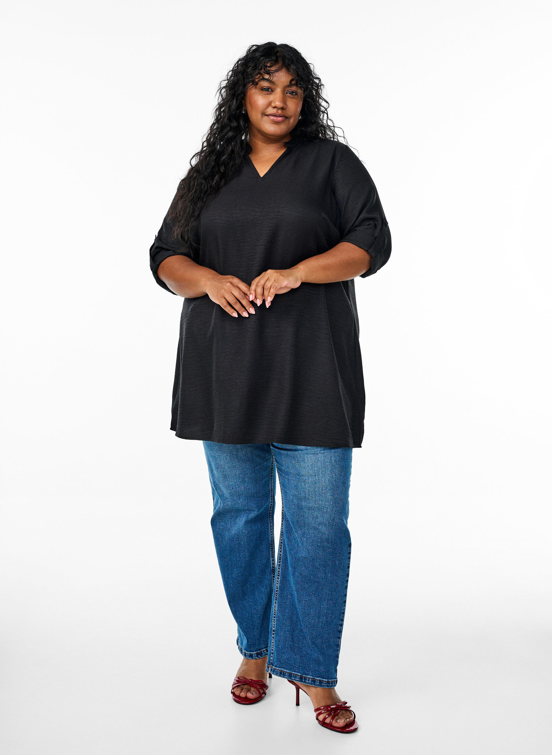 Zizzi Tunika z okraglym dekoltem, Czarne, Model image number 1