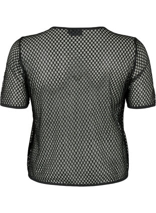 Bluzka z siateczki z krótkim rekawem, Black, Packshot image number 1