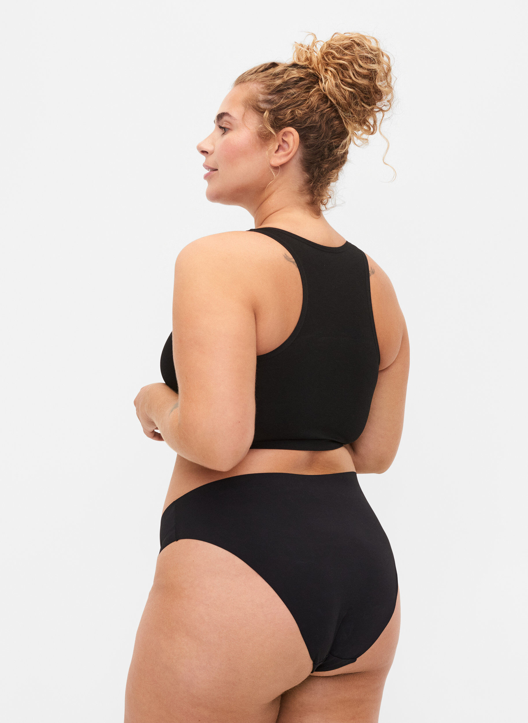 Zizzi 2-pack bezszwowe spodnie 3/4, Black, Model image number 1