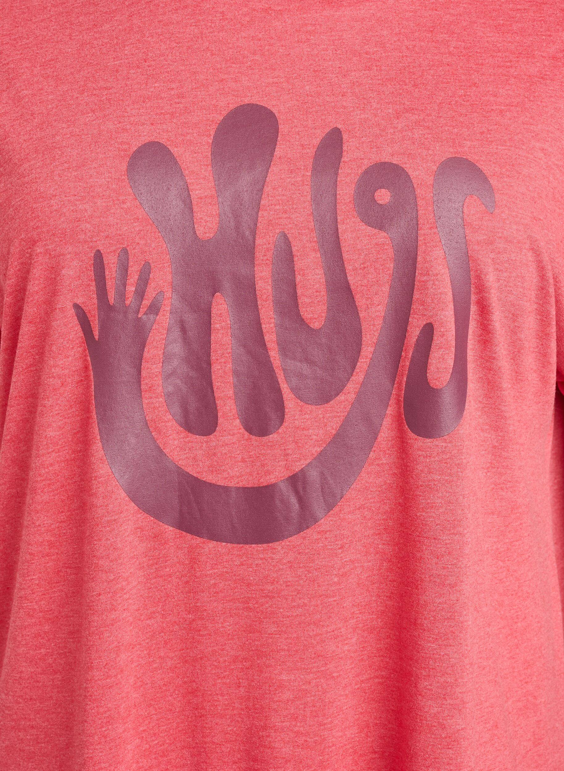 Zizzi Koszula nocna z kr&oacute;tkim rekawem i nadrukiem tekstowym, Czerwony, Packshot image number 2