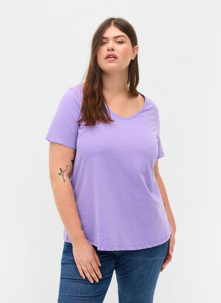 Podstawowa, gladka bawelniana koszulka, Paisley Purple, Model image number 0