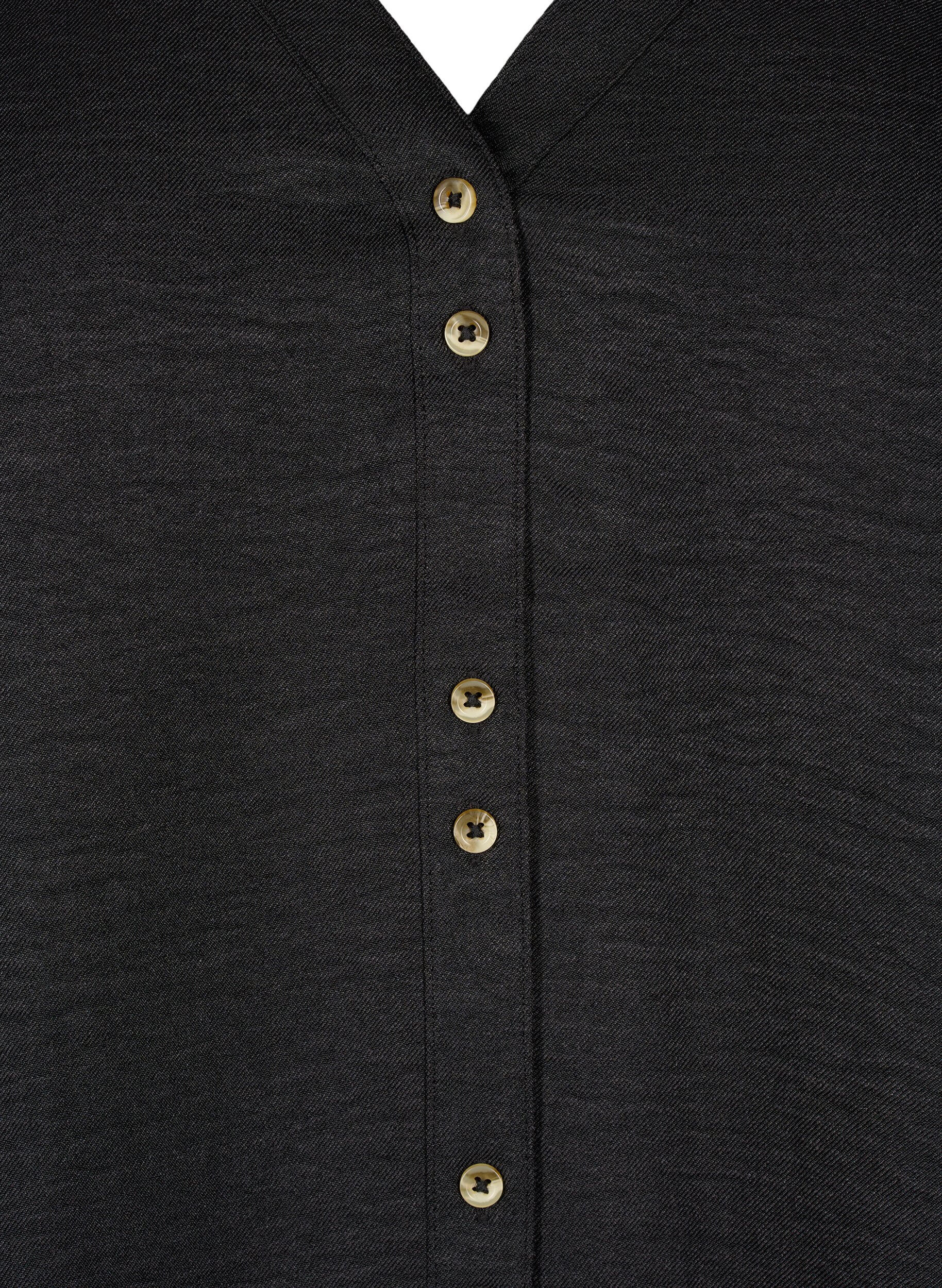 Zizzi Bluzka koszulowa z dekoltem w szpic i kr&oacute;tkimi rekawami, Czarne, Packshot image number 2