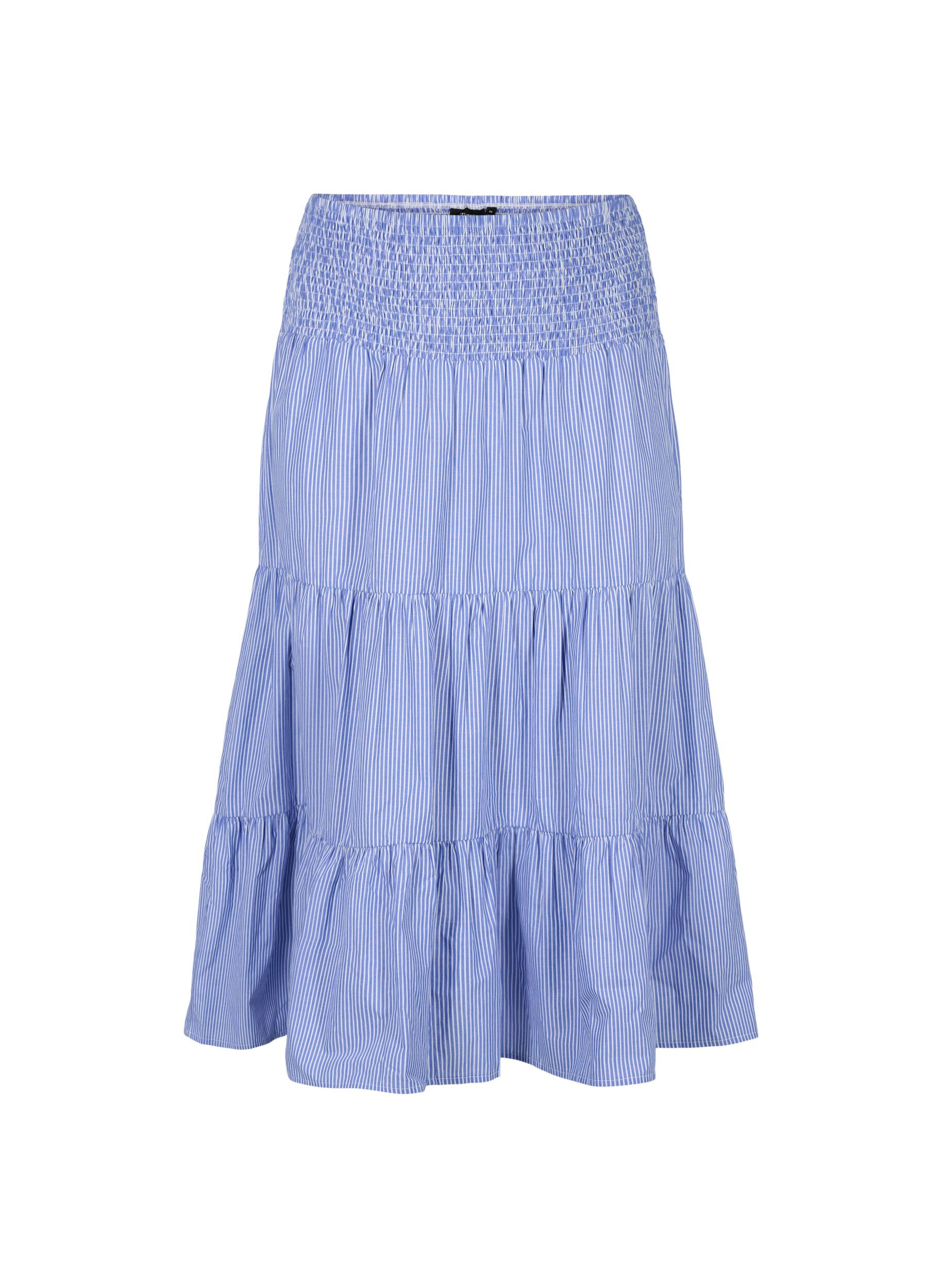 Zizzi Sp&oacute;dnica maxi typu smock w paski, Baja Blue Stripe, Packshot image number 0