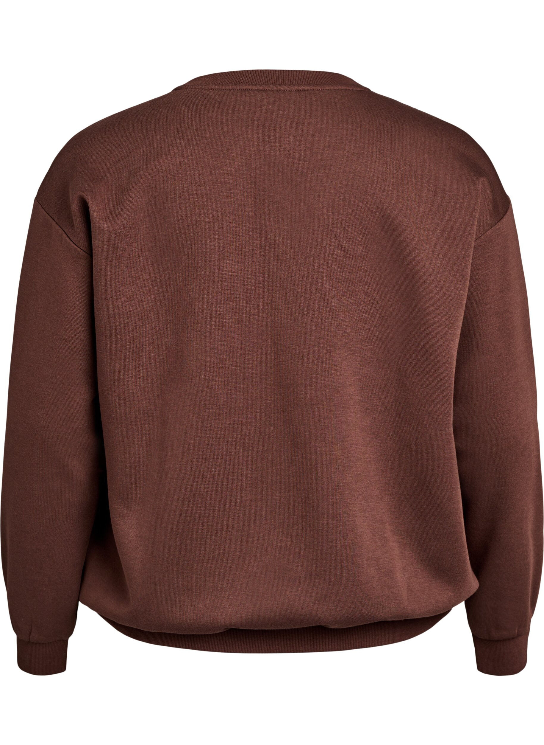 ZizziBluza z wyszywanym tekstem, Brązowy, Packshot image number 1