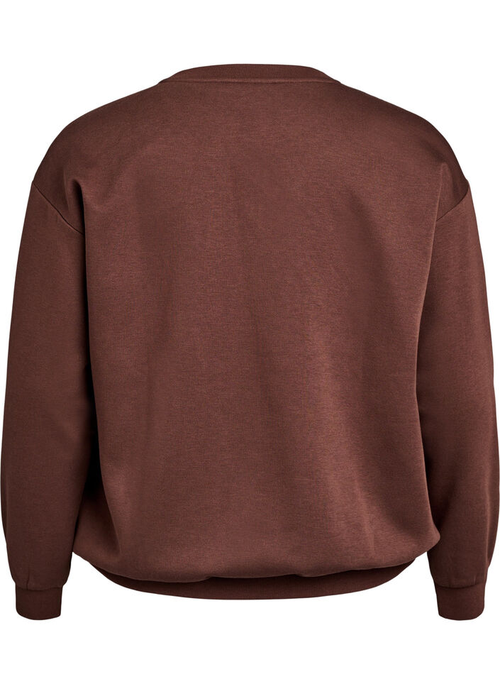 Bluza z wyszywanym tekstem, Brązowy, Packshot image number 1