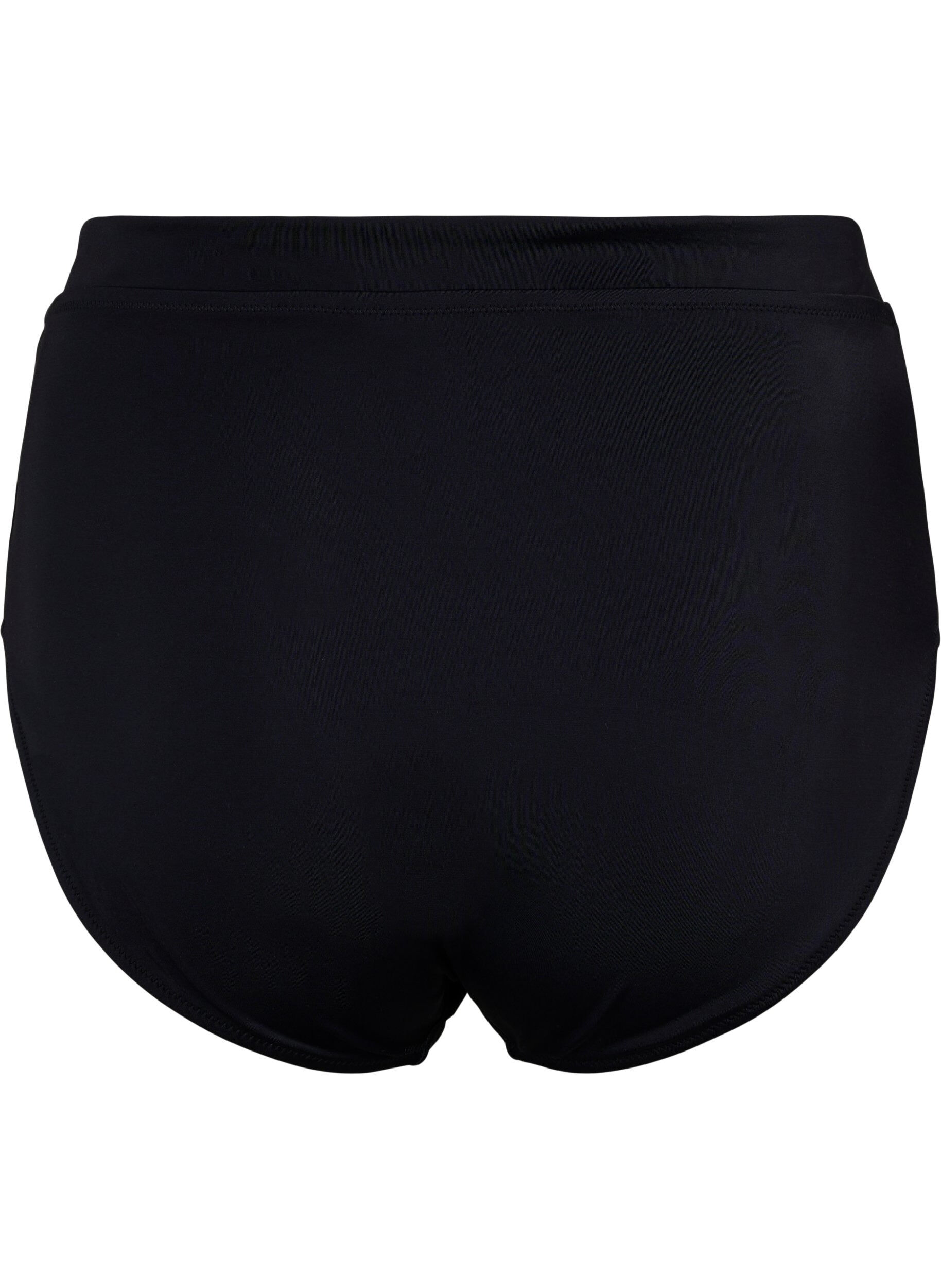 Zizzi D&oacute;l bikini w jednolitym kolorze z wysokim stanem, Black, Packshot image number 1