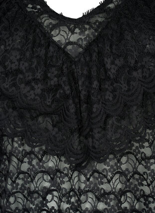Bluzka z krótkim rekawem i falbankami, Black, Packshot image number 2