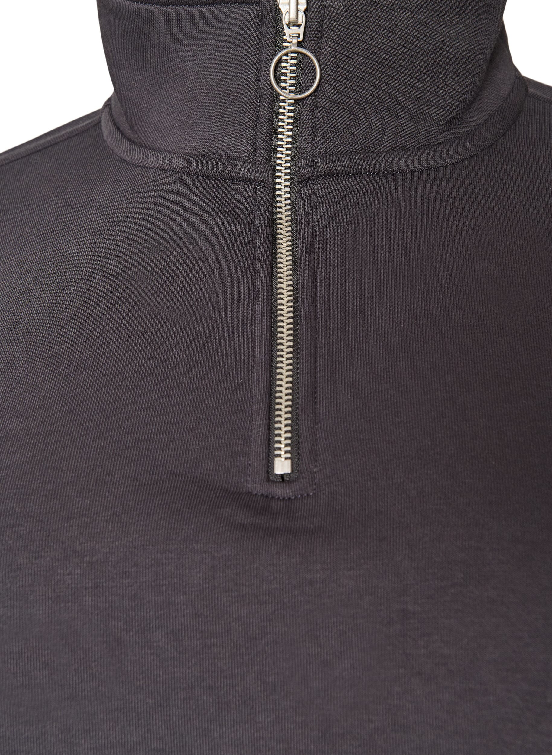 ZizziBluza z podszewka z pluszu i wysokim kolnierzem, Ciemnoszary, Packshot image number 2