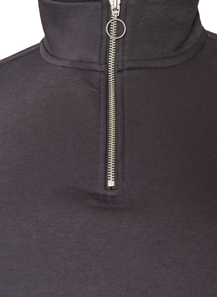 Bluza z podszewka z pluszu i wysokim kolnierzem, Ciemnoszary, Packshot image number 2