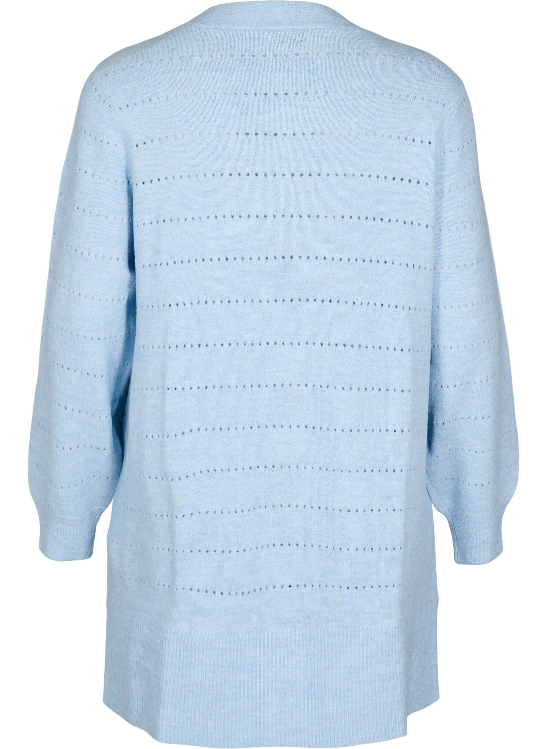 Zizzi Dlugi kardigan z dzianiny z koronkowym wzorem, Cashmere Blue Mel., Packshot image number 1