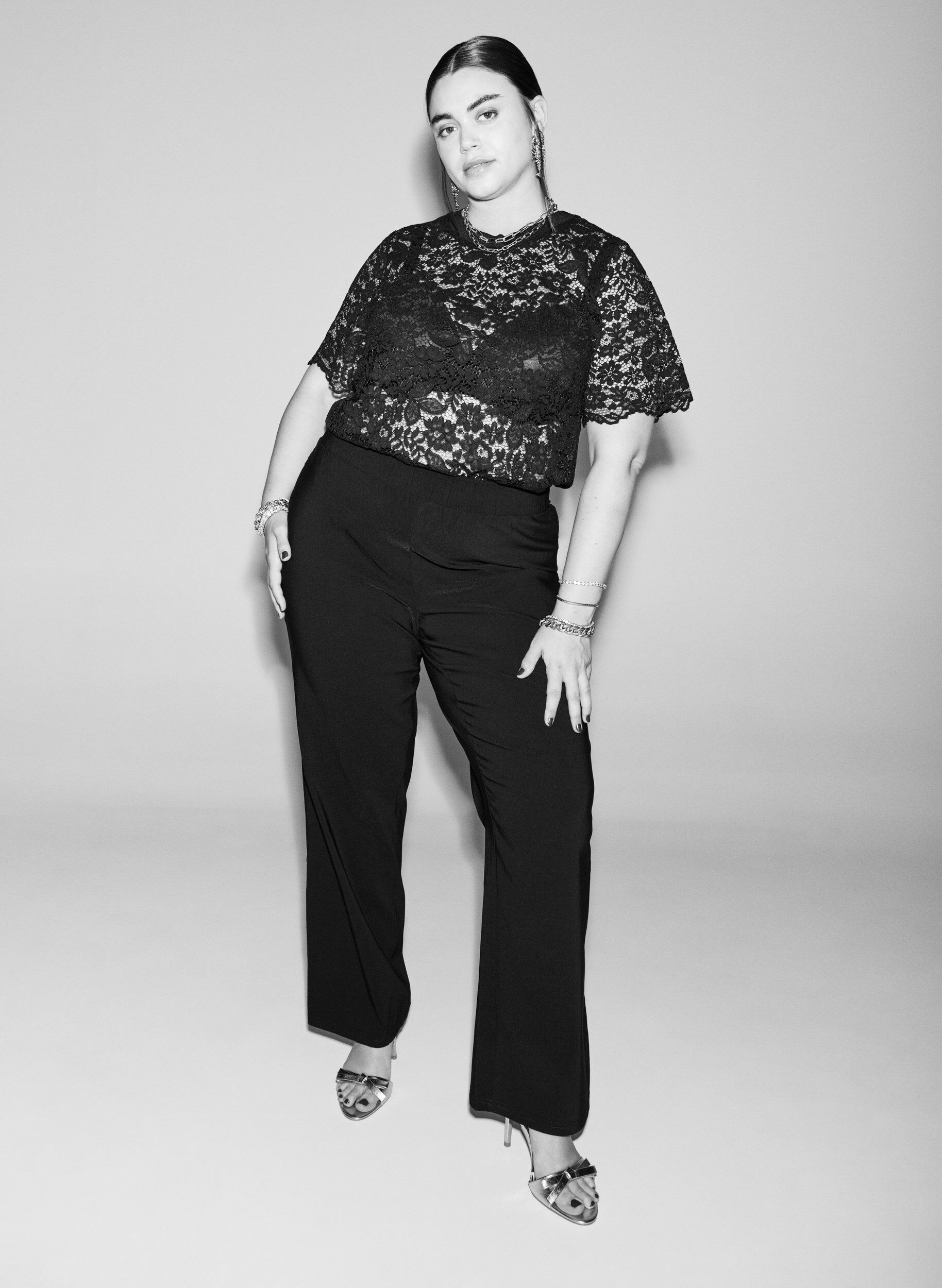 Zizzi Elastyczne spodnie z wiskozy, Czarne, Image image number 0