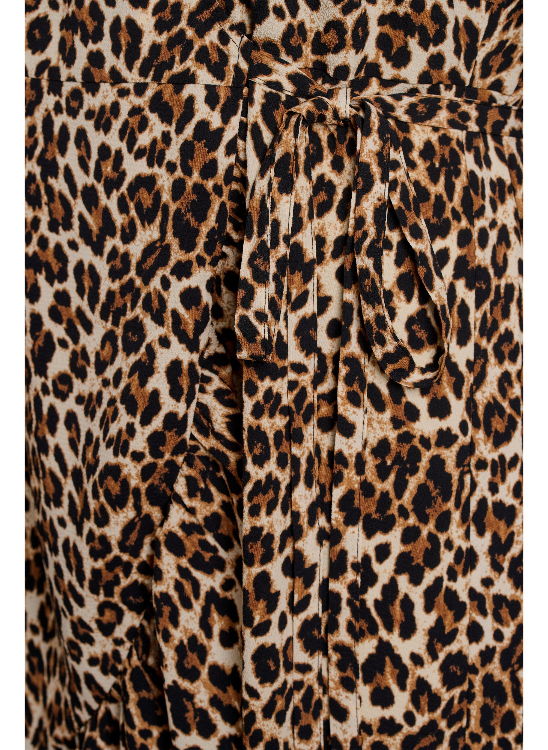 Zizzi Kopertowa sukienka z wzorem kwiat&oacute;w i kr&oacute;tkimi rekawami, Brązowy, Packshot image number 3