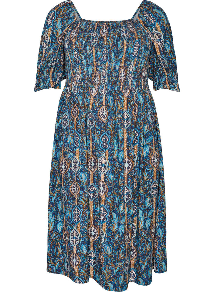 Letnia sukienka z wiskozy z nadrukiem paisley, Niebieskie, Packshot image number 0