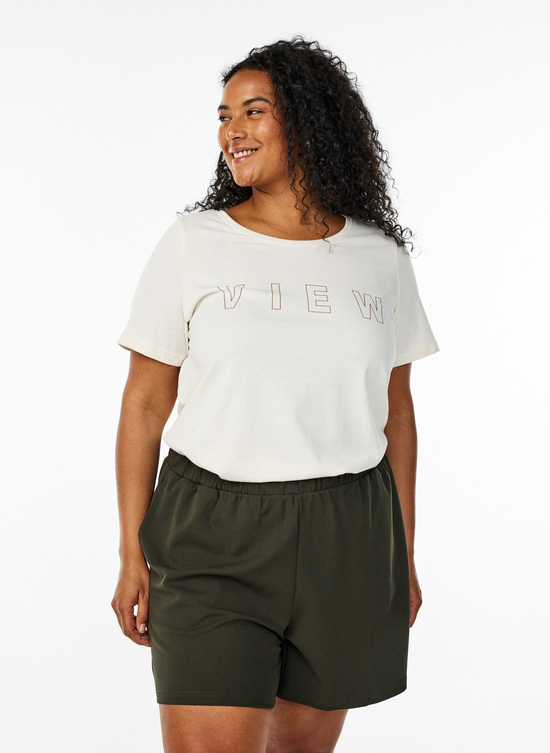 Zizzi Luzne szorty z kieszeniami, Zielony, Model image number 0