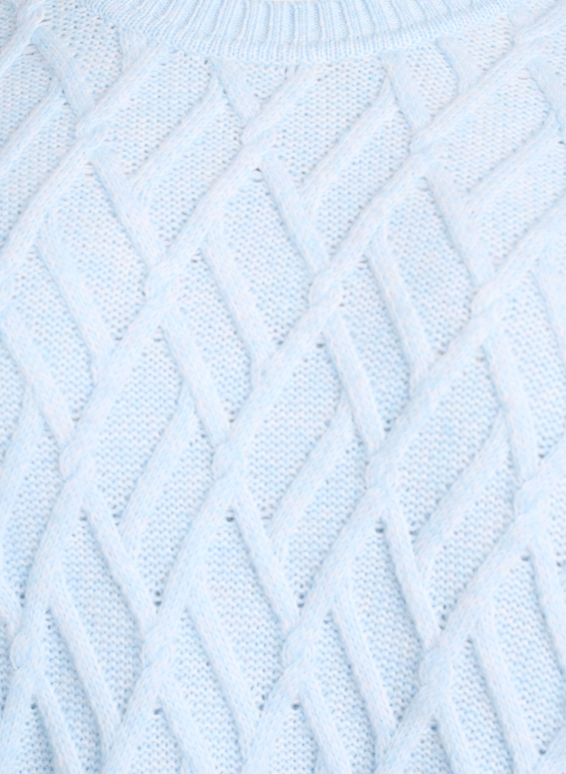 Zizzi Bluzka dzianinowa z warkoczowym splotem i okraglym dekoltem, Niebieskie, Packshot image number 2