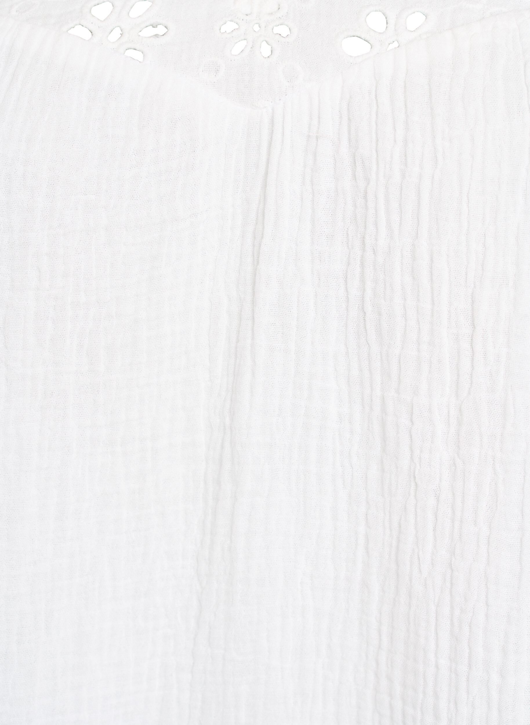 Zizzi Bluzka z muslinu bawelnianego z haftem anglaise i rekawem 1/2, Biały, Packshot image number 2