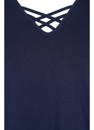 T-shirt z krótkim rekawem i dekoltem w szpic, Navy Blazer, Packshot image number 2