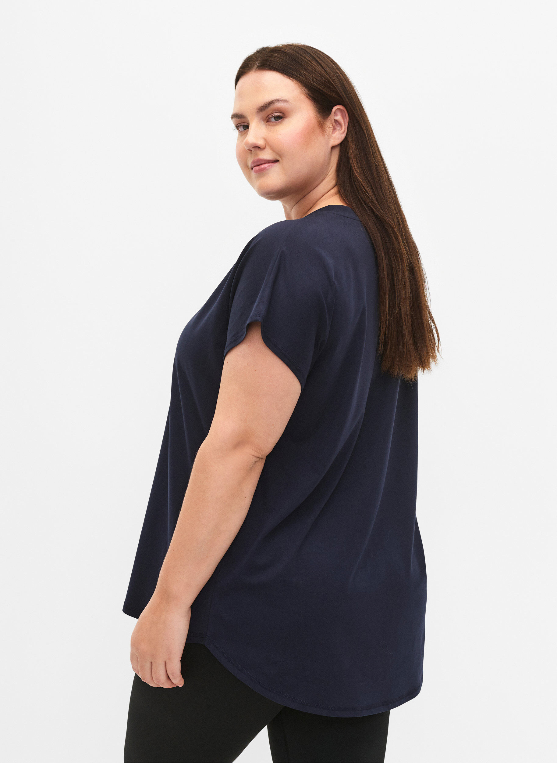 Zizzi Koszulka treningowa z dekoltem w szpic, Night Sky, Model image number 1