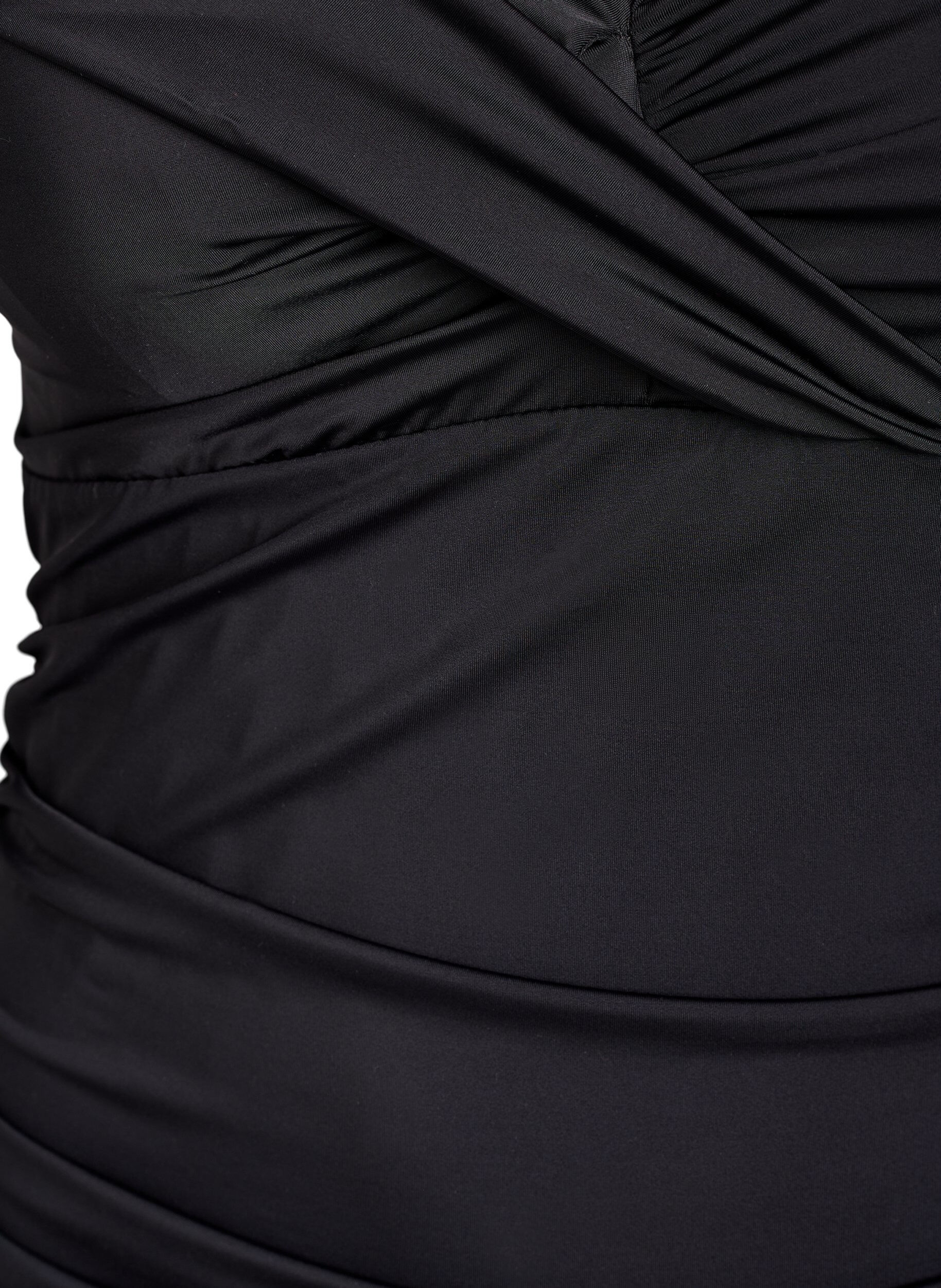 Zizzi Plaszcz kapielowy z fiszbinem i efektem marszczeniowym, Czarne, Packshot image number 2