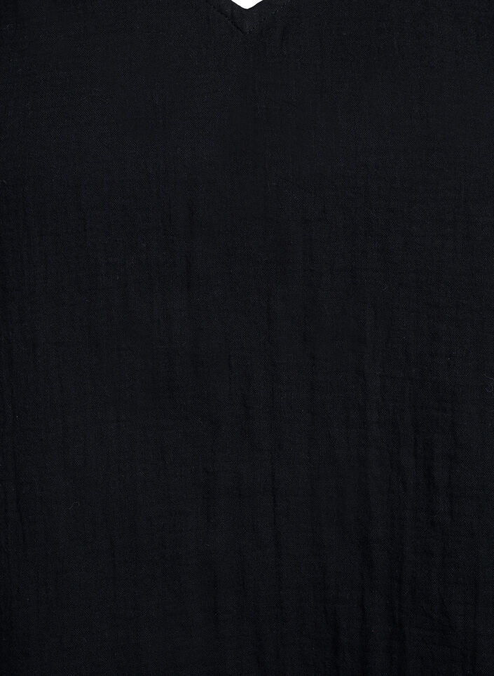 Top bez rekaw&oacute;w z bawelnianego muslinu z falbankami, Czarne, Packshot image number 2