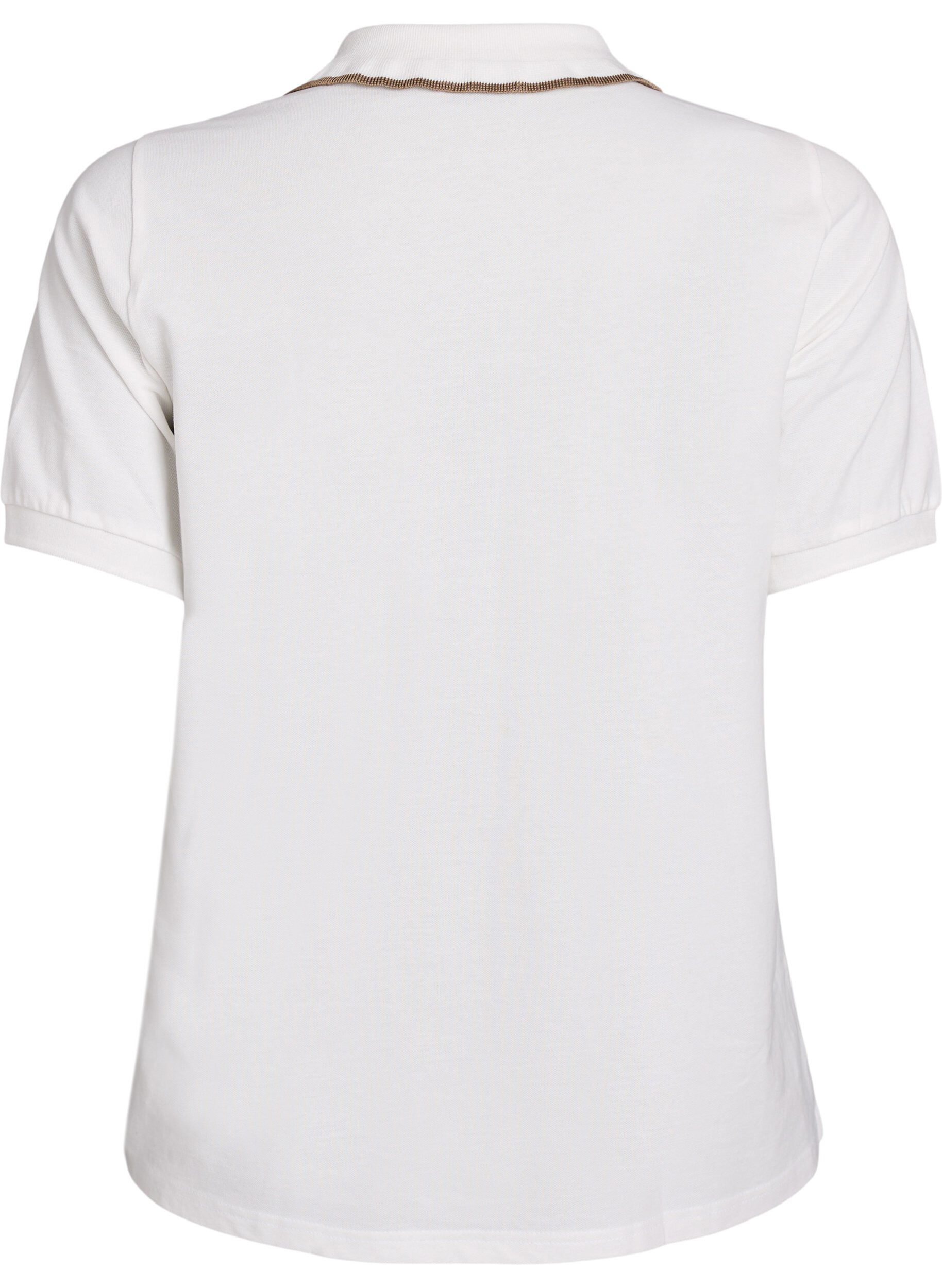 Zizzi Koszulka polo z guzikami z krysztalk&oacute;w i falbanka, Biały, Packshot image number 1