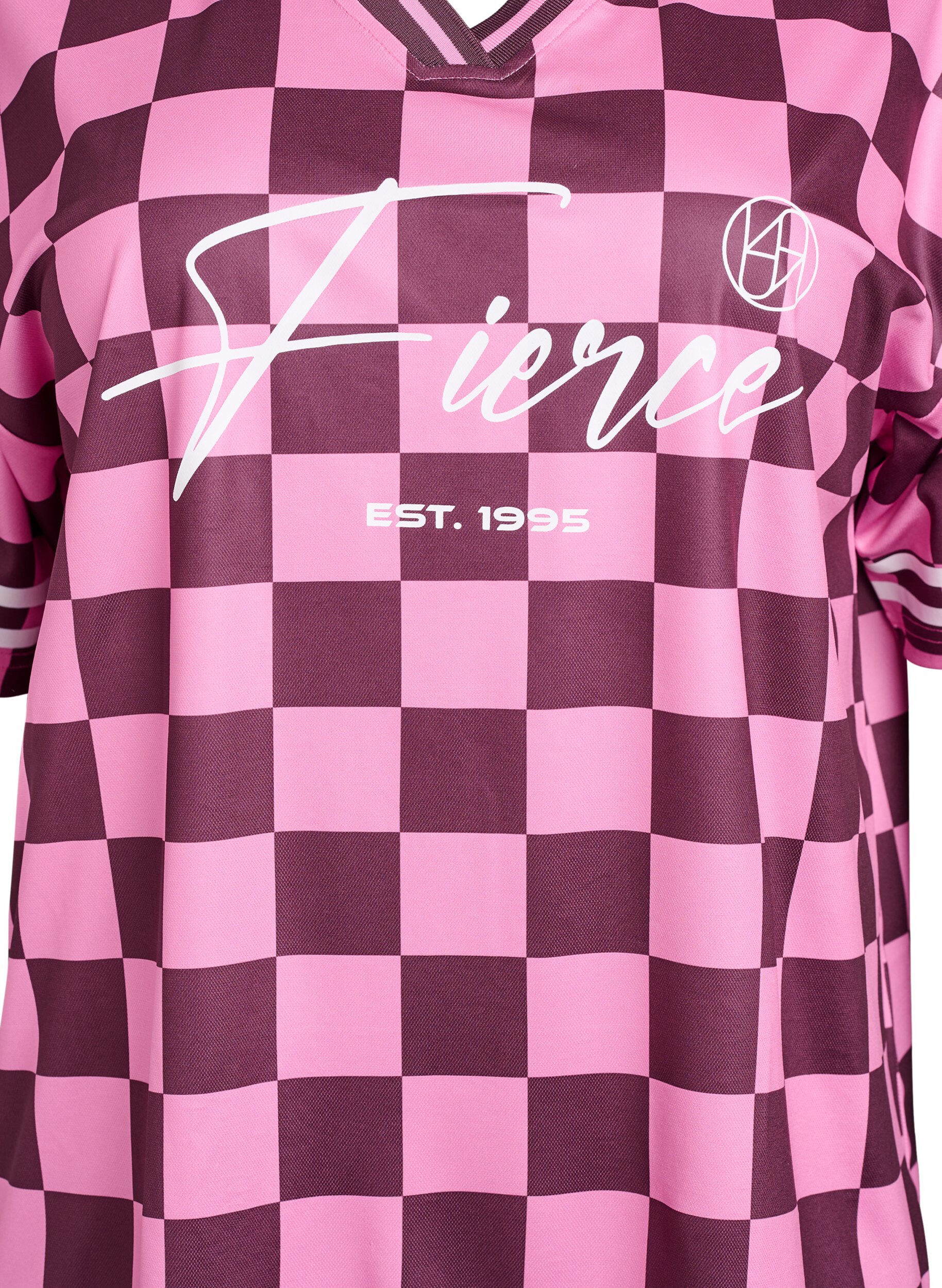 Zizzi Sportowa koszulka w paski z motywem tekstowym, Czerwony, Packshot image number 2