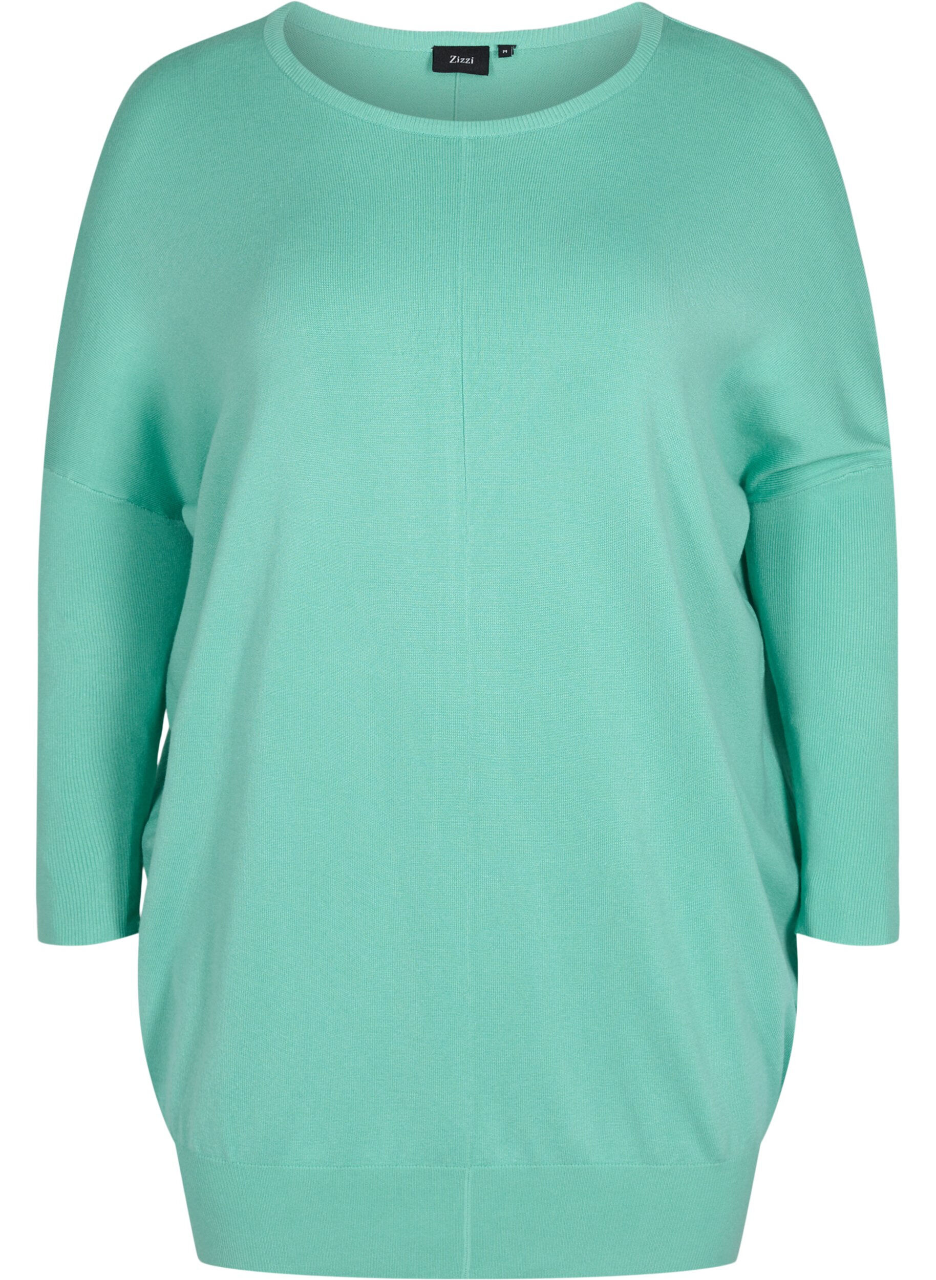 Zizzi Dzianinowy sweter z&nbsp;okraglym dekoltem, Dusty Jade Green, Packshot image number 0