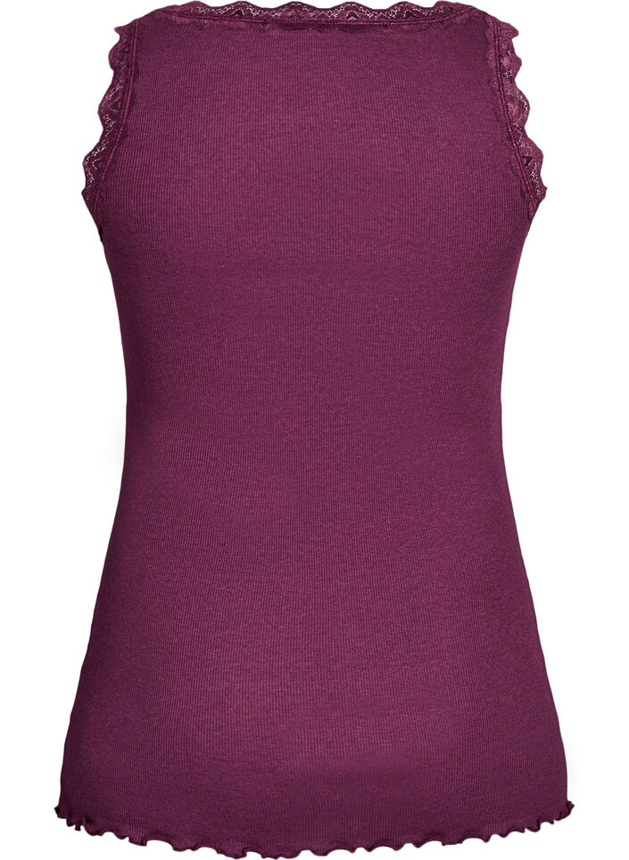 Top z koronkowym wykonczeniem, Ciemnobordowy, Packshot image number 1