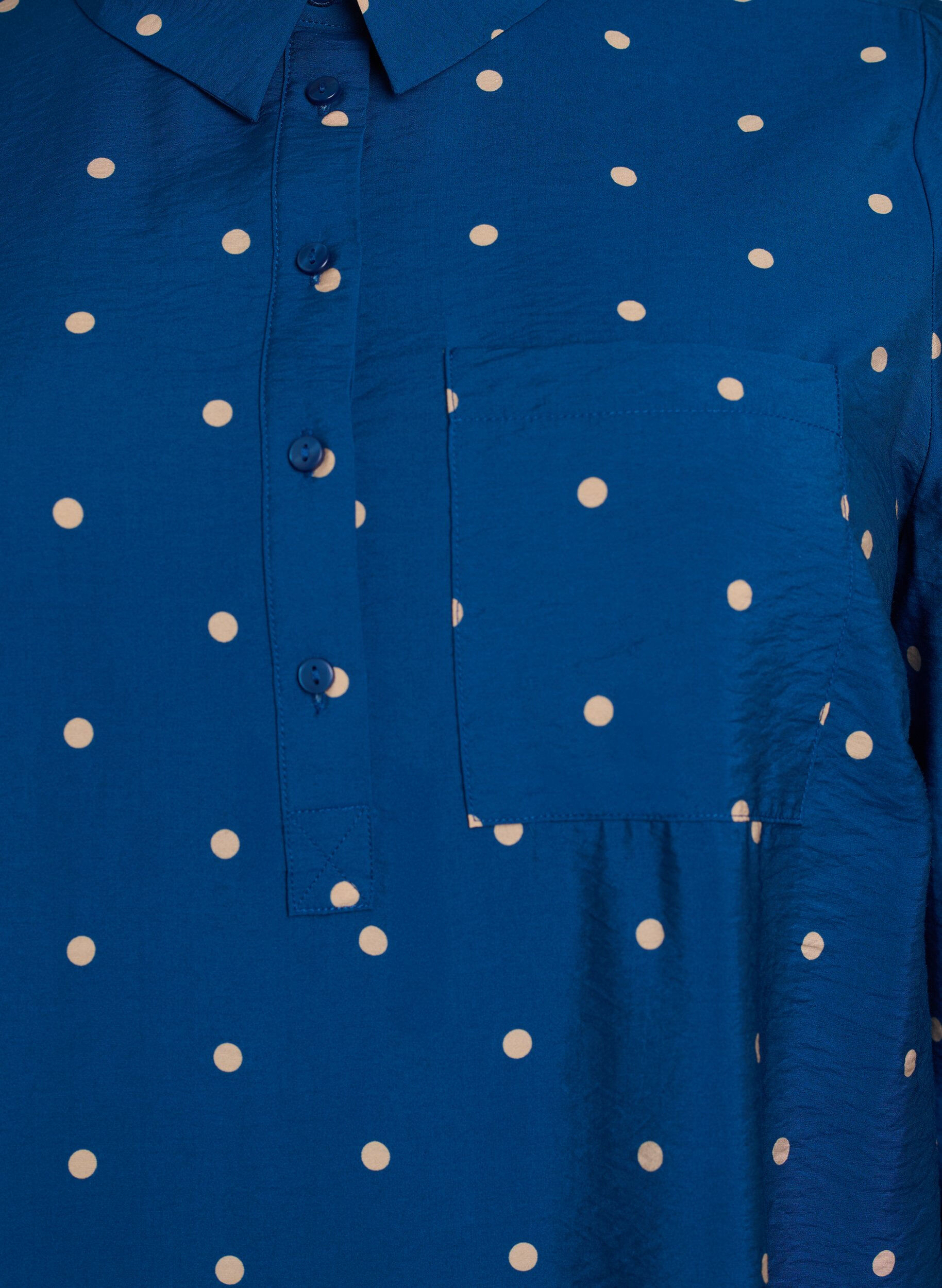 Zizzi Kr&oacute;tka sukienka z kolnierzykiem i kieszenia na piersi, Niebieskie, Packshot image number 2